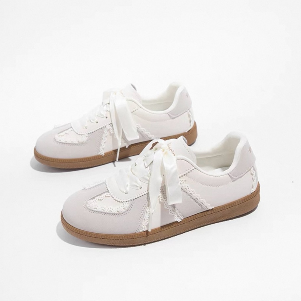 Women's fashion French style daily White Lace Sneakers